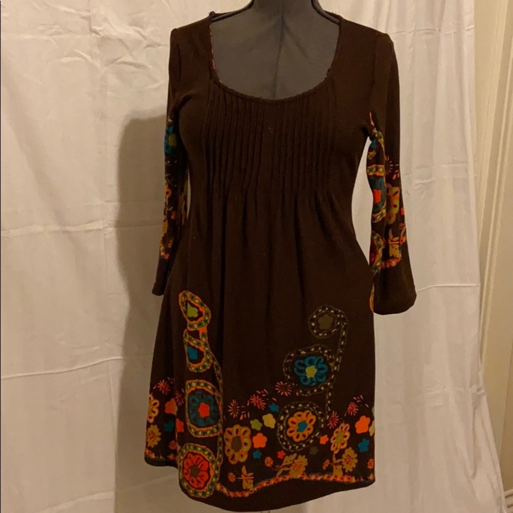 Brown floral dress